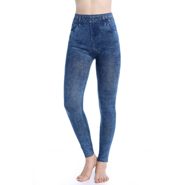 Skinny Jeans printed Blue Denim Design Stretch Jeggings Size 6 8 10 12 Leggings 